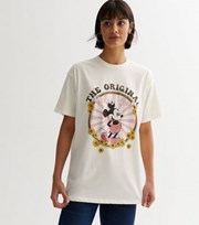New Look White Disney Minnie Sunflower Original Long Logo T-Shirt